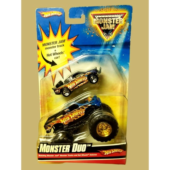 Hot Wheels Other - 2009 Hot Wheels Monster Jam Matching Monster Truck + Hot wheels Car! Monster Duo